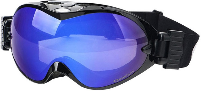 오클랜즈 S9 프리미엄 스키 스노우 고글, 블랙프레임 + 블루밀러렌즈, 1개
