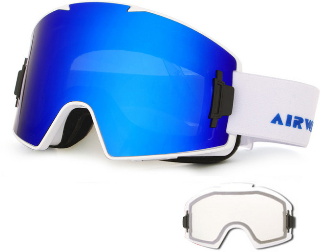 에어워크 성인용 고글 AW-624, 화이트 블루, 1개