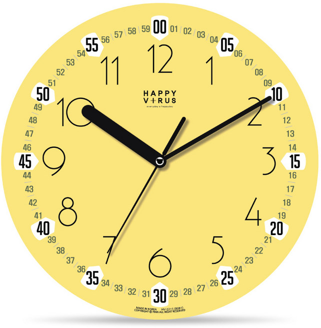 해피바이러스 교육용 벽시계 2215 달고나, 혼합 색상