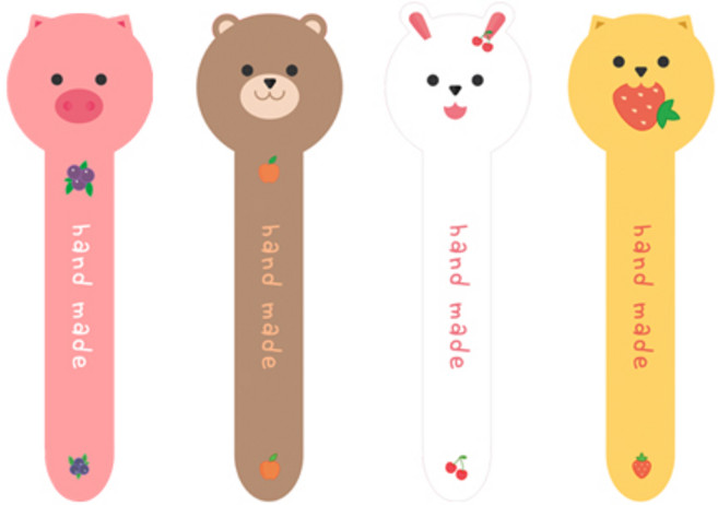 도나앤데코 롤리팝 handmade 4종스티커 꿀꿀이 20p + 곰 20p + 토끼 20p + 야옹이 20p, 1세트