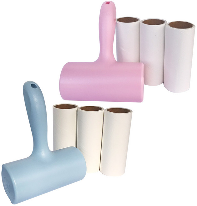 퍼닉 유니크 사선테이프 롤 클리너 T자형 블루/핑크 + 리필 4p 세트, 1세트