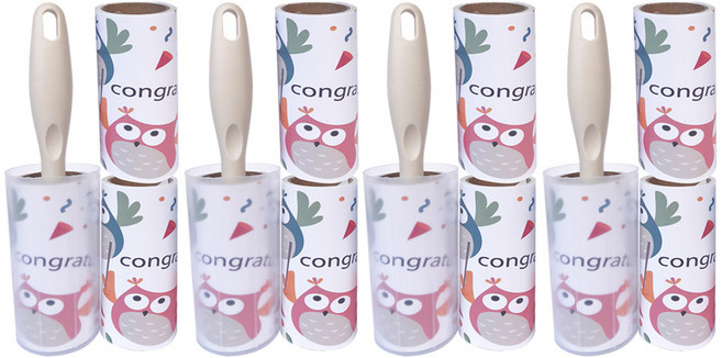 퍼닉 유니크 사선테이프 롤 클리너 일자형 아이보리 + 리필 3p 세트, 4세트