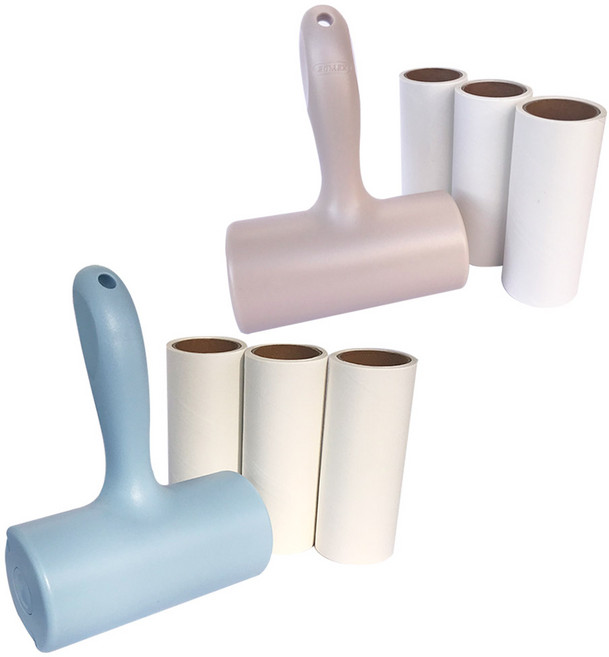 퍼닉 유니크 사선테이프 롤 클리너 T자형 베이지/블루 + 리필 4p 세트, 1세트