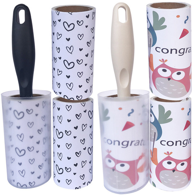 퍼닉 유니크 사선테이프 롤 클리너 일자형 블랙/아이보리 + 리필 3p 세트, 1세트