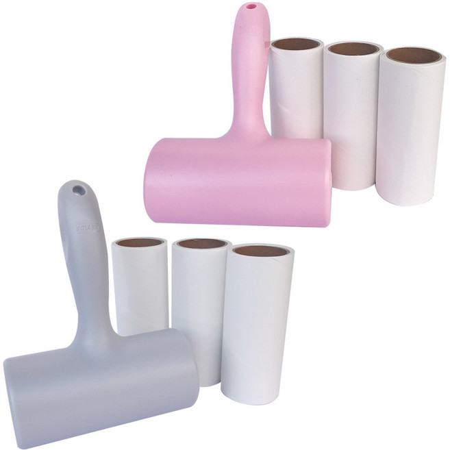 퍼닉 유니크 사선테이프 롤 클리너 T자형 핑크/그레이 + 리필 4p 세트, 1세트