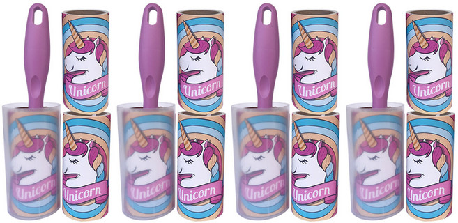 퍼닉 유니크 사선테이프 롤 클리너 일자형 퍼플 + 리필 3p 세트, 4세트