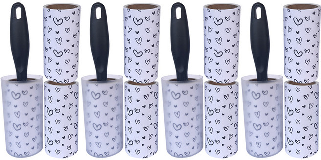 퍼닉 유니크 사선테이프 롤 클리너 일자형 블랙 + 리필 3p 세트, 4세트