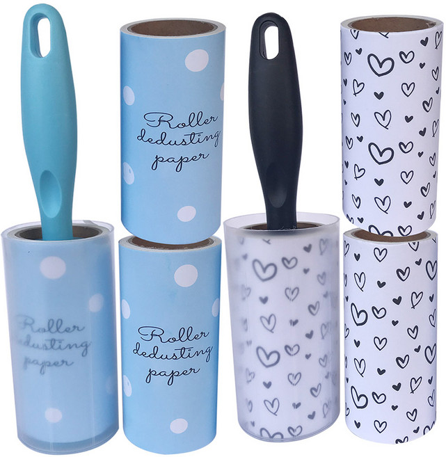 퍼닉 유니크 사선테이프 롤 클리너 일자형 블루/블랙 + 리필 3p 세트, 1세트