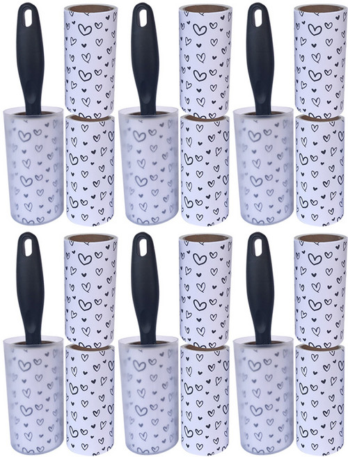 퍼닉 유니크 사선테이프 롤 클리너 일자형 블랙 + 리필 3p 세트, 6세트