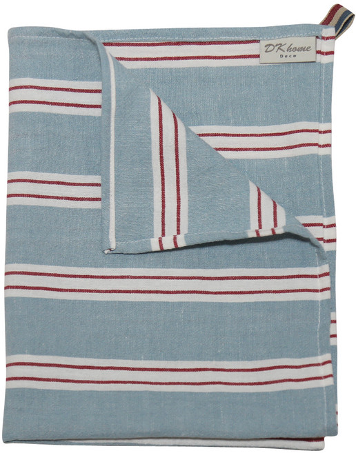 디케이홈 린넨 워싱 스트라이프 키친크로스, 스카이, 1개