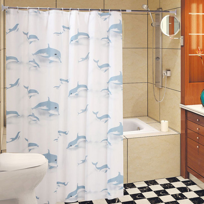 앤티스 픽쳐 방수 욕실커튼 150 x 200 cm 돌고래, 1개