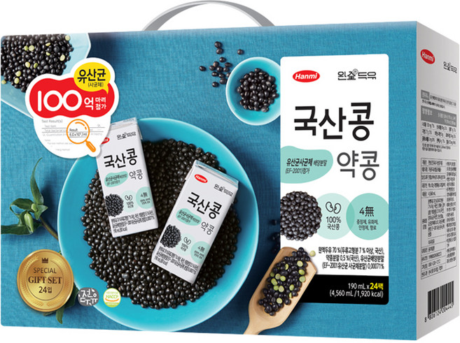 한미메디케어 완전두유 국산콩 유산균 약콩두유, 24개, 190ml