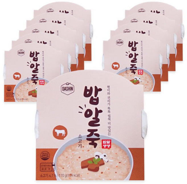 다신 배부른 통곡물 즉석 밥알죽 소고기, 170g, 10개입