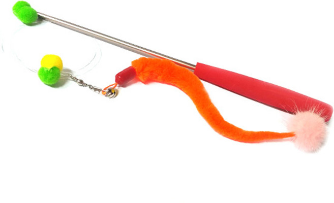 힐링타임 점프 3단 고양이 줄낚시대 인조밍크 반달 NH-0176, 1개, 랜덤 발송