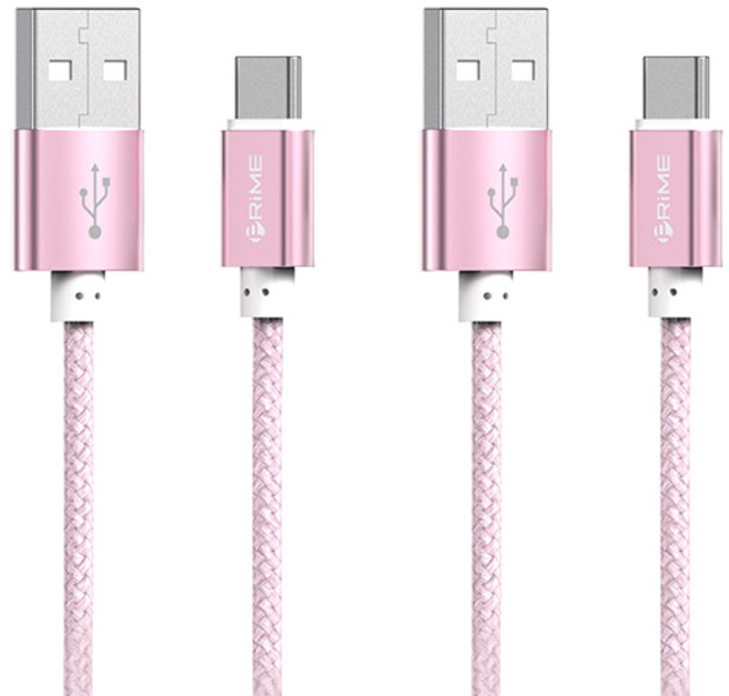 프라임큐 1.5M C타입 메탈케이블, 핑크, 2개
