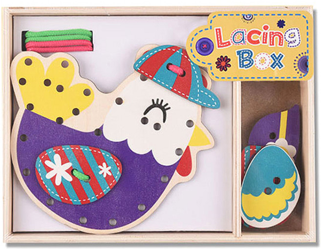 해피타운 8종 원목 실꿰기, 꼬꼬닭, 1개