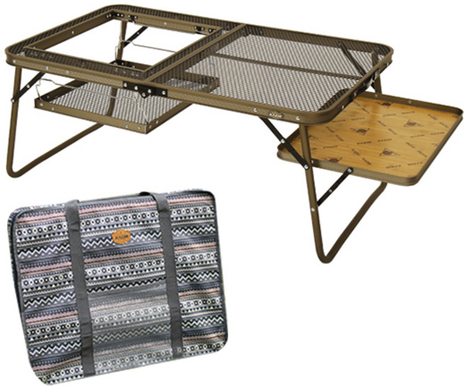 카즈미 아이언메쉬 로우 BBQ 테이블 + 캐리백, 혼합 색상