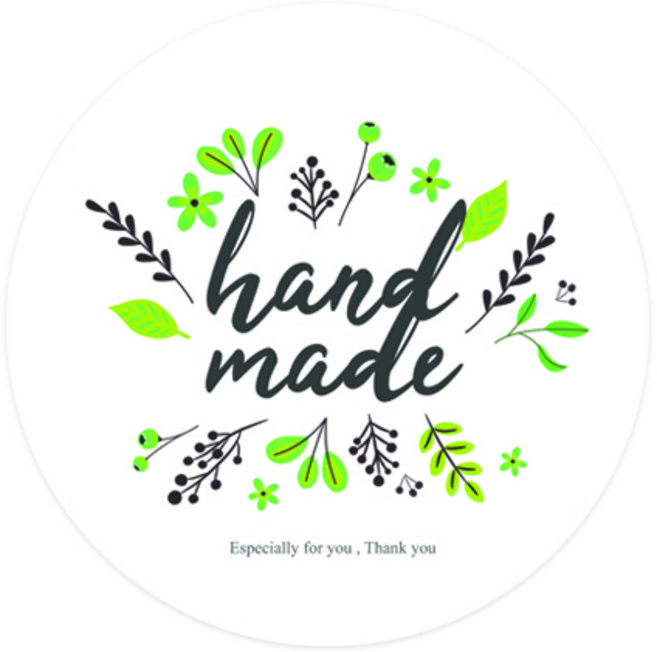 도나앤데코 내츄럴 핸드메이드 싱그러운 핸드메이드 원형 스티커 5cm, 혼합 색상, 60개입