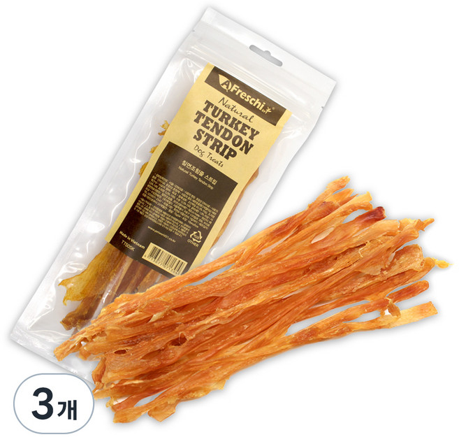 프레스키 강아지 스트립 간식, 칠면조 힘줄, 75g, 3개