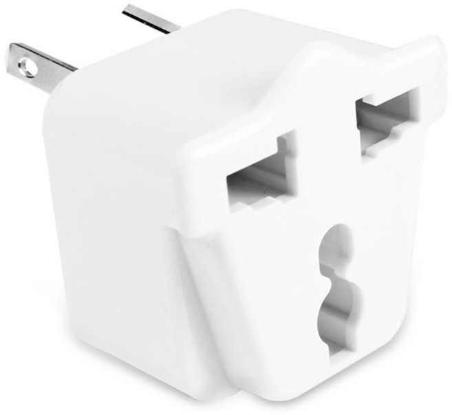 PowerSync 群加 旅行用轉接頭 三插扁腳&圓腳轉8字扁腳 TPATM1AB9A 白色, 1個