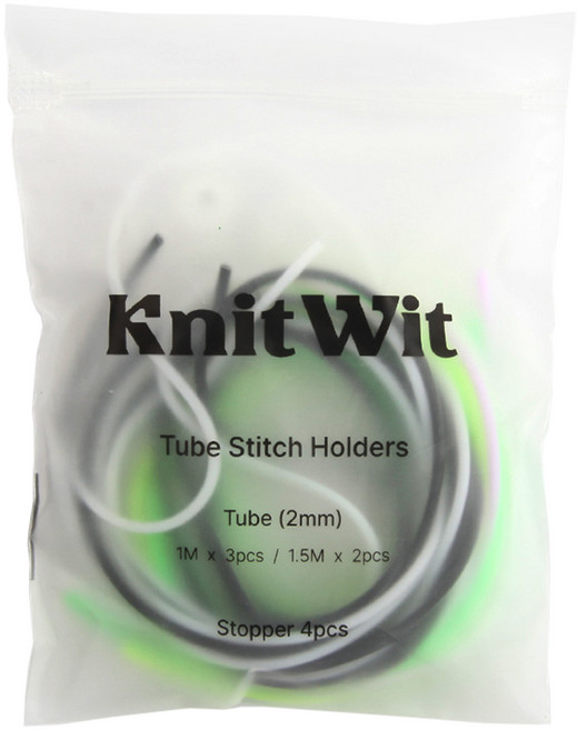 KnitWit 橡膠管針目固定器5種 + 線繩固定器4入組, 白色, 黑色, 淺紫色, 螢光黃, 螢光淺綠(針目固定器), 1套