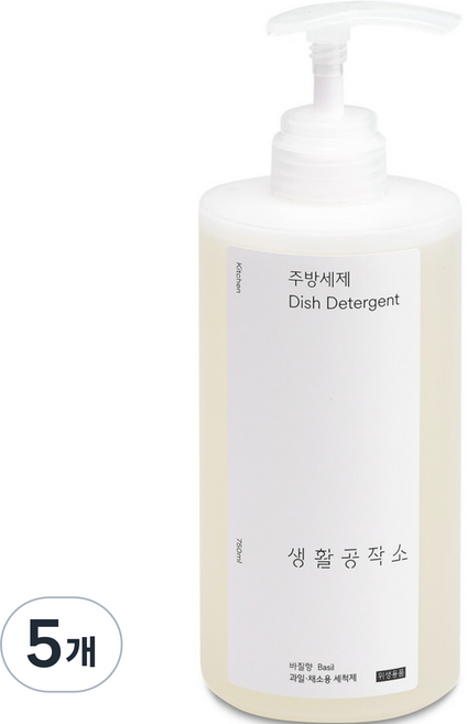 생활공작소 바질향 주방세제, 750ml, 5개