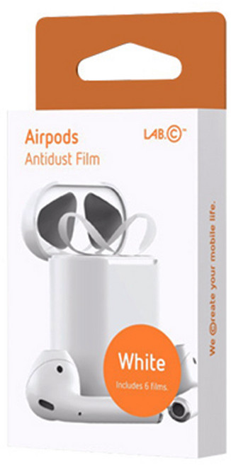 랩씨 에어팟 철가루 방지 스티커 필름 6p, LABC-517-APD-WH, 화이트