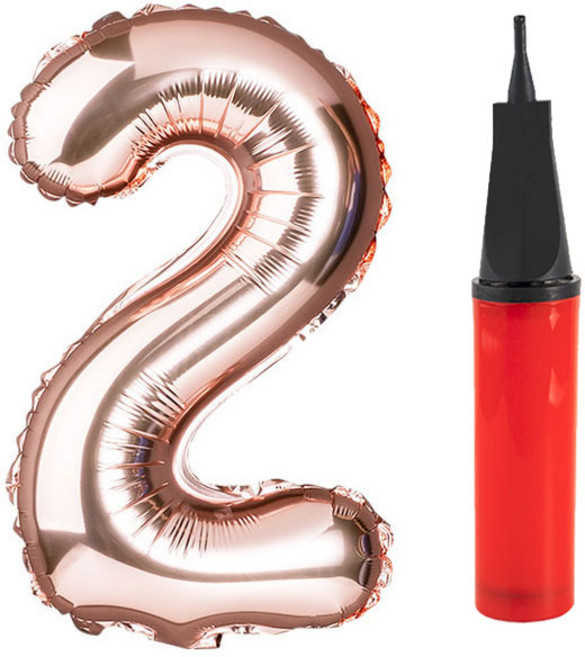 파티팡 숫자 은박풍선 2 대 + 손펌프 세트, 풍선(로즈골드), 펌프(랜덤 발송), 1세트