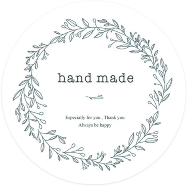 핸드메이드 내츄럴 리스 원형 스티커 5cm, 혼합 색상, 60개입