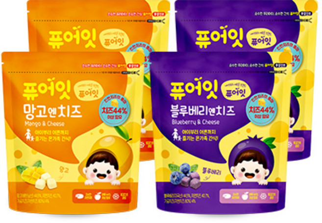 퓨어잇 내이브로 망고엔치즈 2p + 블루베리엔치즈 2p, 16g, 1세트, 망고치즈, 블루베리치즈