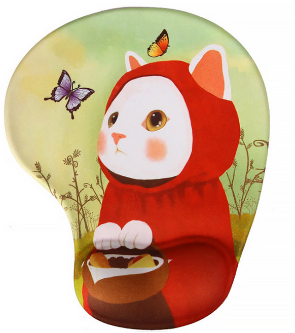 DM 알럽컴 귀여운 슬립 마우스 패드, 빨간 고양이, 1개