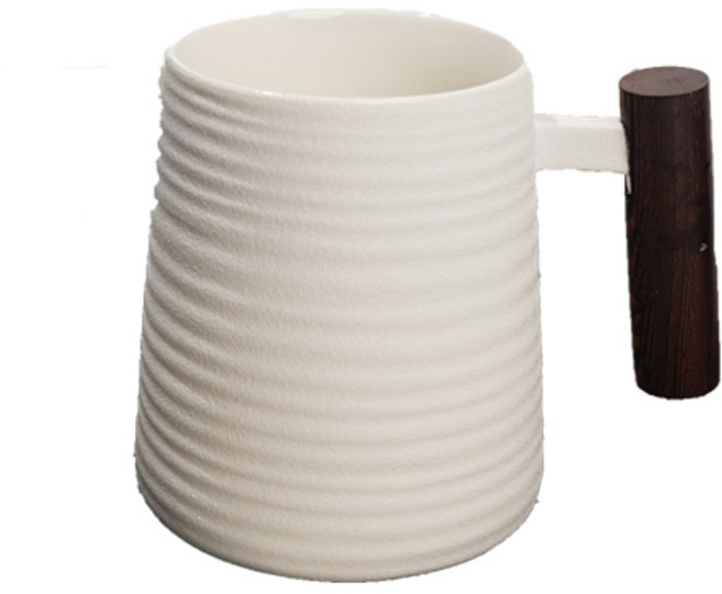 고원 계수나무 손잡이 머그 500ml, 화이트 줄무늬, 1개