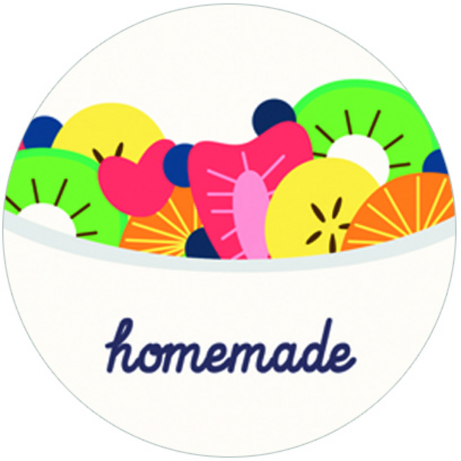 도나앤데코 핸드메이드 컬러풀 푸드 과일샐러드 4.5cm 원형 스티커, 혼합 색상, 60개입