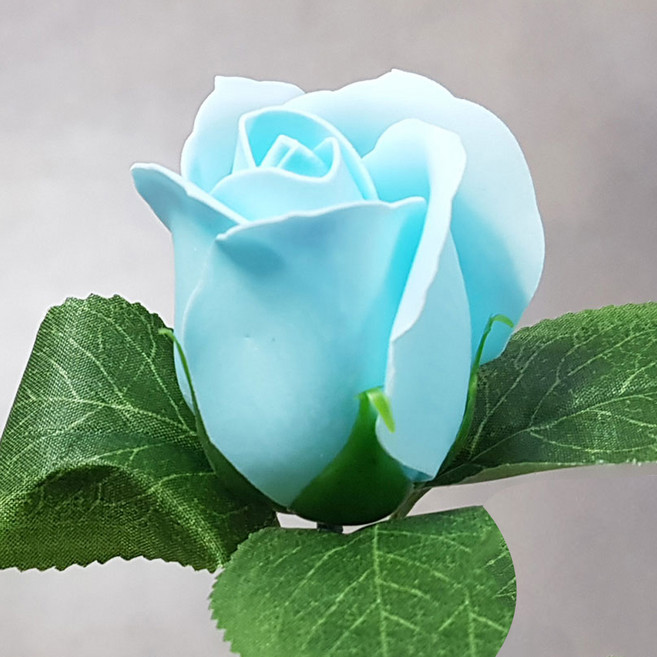 블랙앤화이트 비누꽃 2겹장미 50p + 잎사귀꽃대, 연하늘, 1개