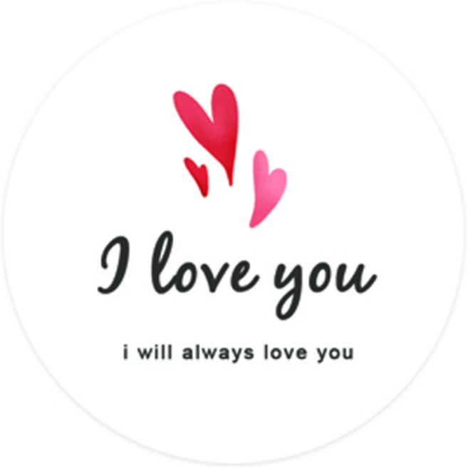 도나앤데코 로맨틱 커플 아이러브유 하트 4.5cm 원형 스티커, 혼합 색상, 60개입