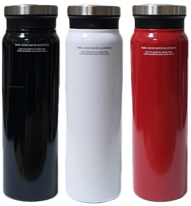 PUKO T21簡約保溫瓶 3入, 黑色+白色+紅色, 750ml