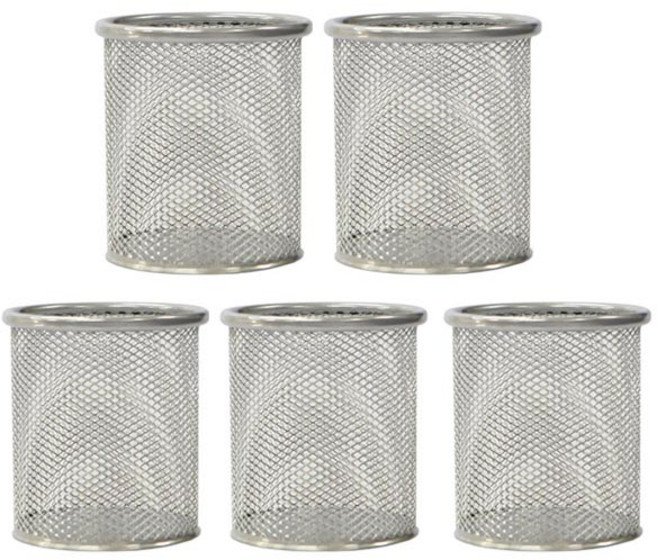 에이비엠코리아 스텐 원형 연필꽂이, 실버, 5개