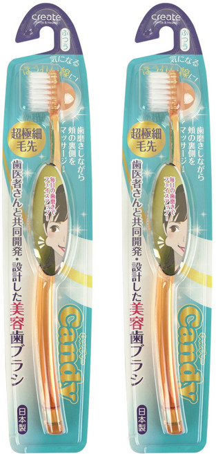 크리에이트 62302 캔디 초극세모 스탠다드 칫솔 오렌지, 1개입, 2개