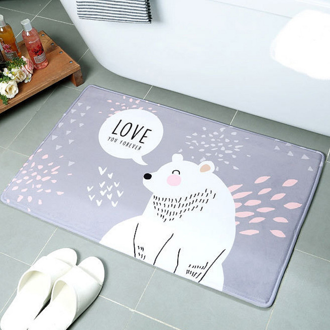 뮤엘 파스텔톤 배경 동물 현관매트, 북극곰