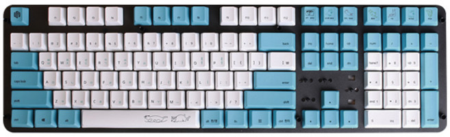 씽크웨이 CROAD 염료승화냥 고양이 키캡, X58 PBT, 화이트 + 블루