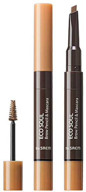 더샘 에코 소울 브로우 펜슬 앤 마스카라 2.5ml, 01 라이트 브라운, 1개