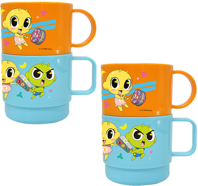 르번 국산 신비아파트 도형컵 하늘 2p + 주황 2p, 혼합 색상, 1세트