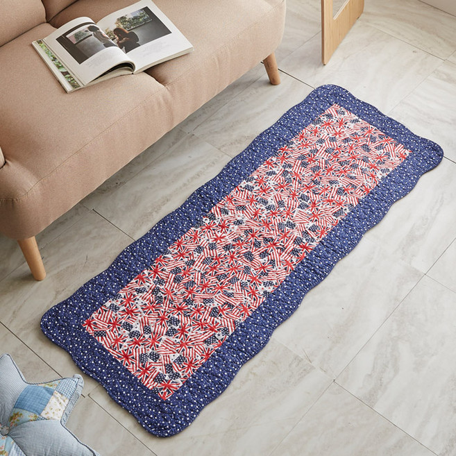 순면 워싱 쇼파 앤 주방매트 2단, 플래그 네이비