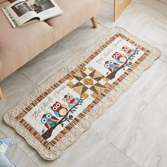 바이데코 순면 워싱 쇼파 앤 주방매트 4단, 부엉이 브라운