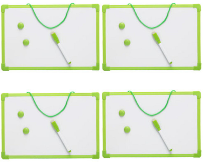 리에노 미니 화이트 보드 4p + 펜 4p + 자석단추 8p 세트 랜덤 발송