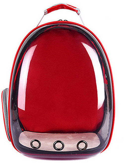 뉴엔에스 반려동물 투명 우주선 백팩, 레드, 1개