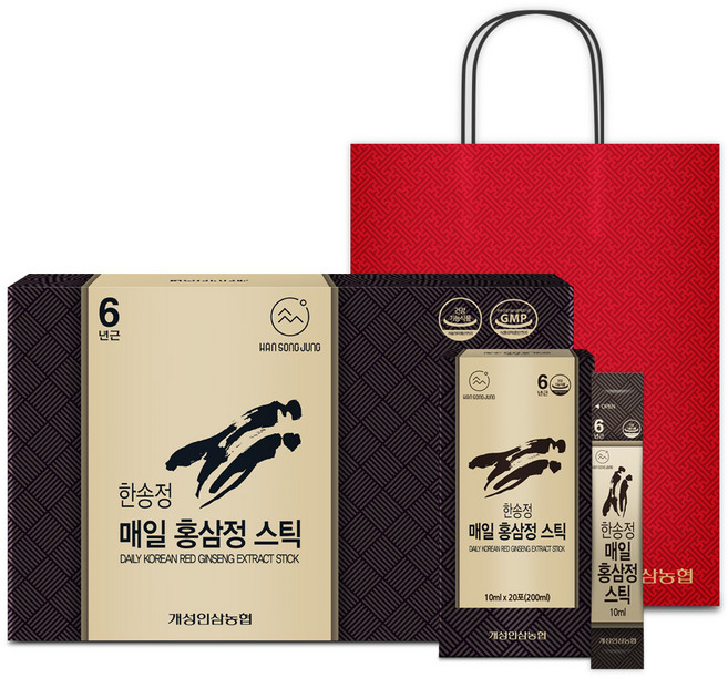한송정 매일 홍삼정 스틱 + 쇼핑백, 10ml, 1개, 60회분