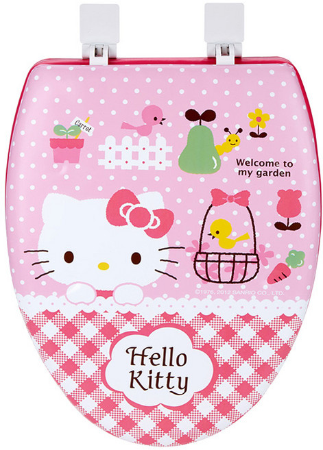 헬로키티 시크릿가든 소프트 변기커버 대형 O형, 혼합 색상, 1개