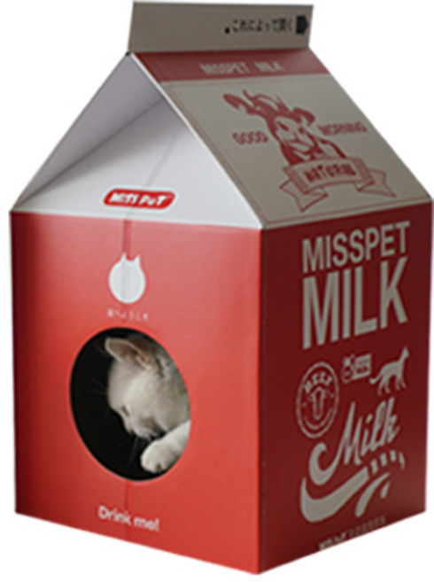 미스펫 고양이 우유하우스 스크래처 박스, 딸기, 1개