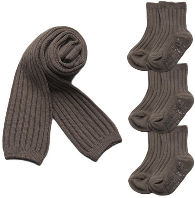 우리섬유 유아동용 무발 도톰골지 타이즈 +고급 골지양말 3켤레 세트